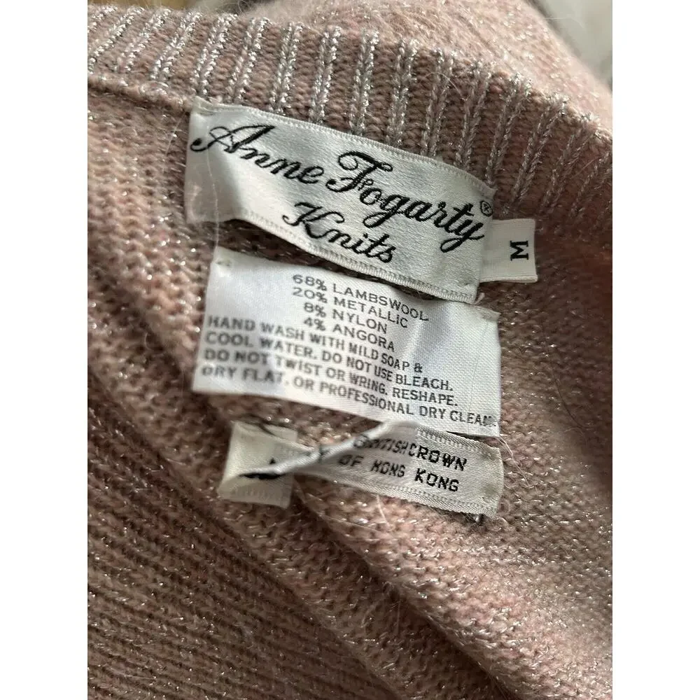 ANNE FOGARTY Vintage 1970s Metallic Knit Sweater Maxi Dress and Cardigan Set MED